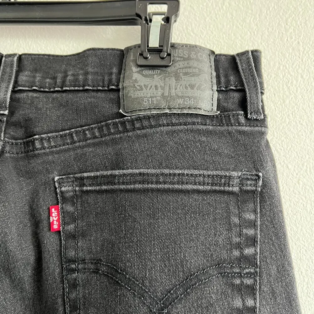 Levi's Strauss & Co 511 Mens Black Straight Leg Red Tab Jeans W34 L30